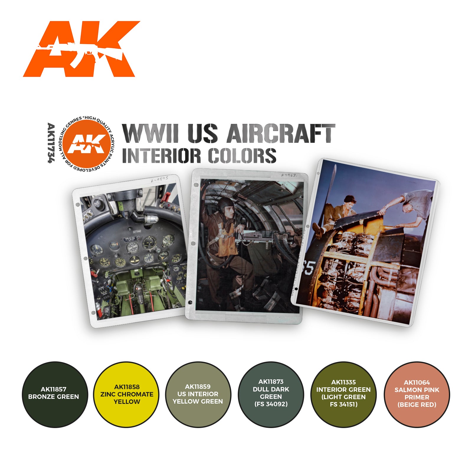 AK Interactive 3G Air - WWII US Aircraft Interior Colors SET | 8435568314153