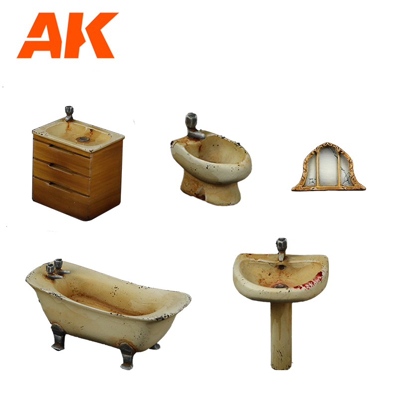 AK Interactive Bathroom Wargame Set 100% Polyurethane Resin Compatible With 30-35MM Scale | 8435568333307