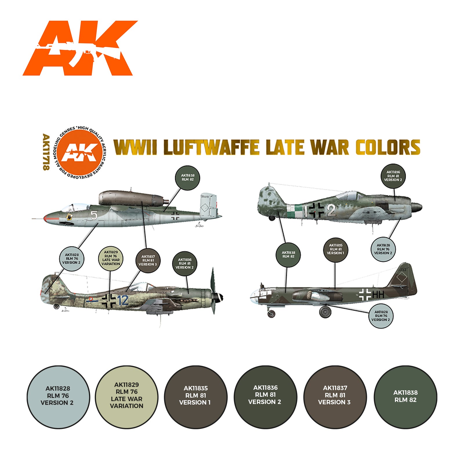 AK Interactive 3G Air - WWII Luftwaffe Late War Colors SET | 8435568314313