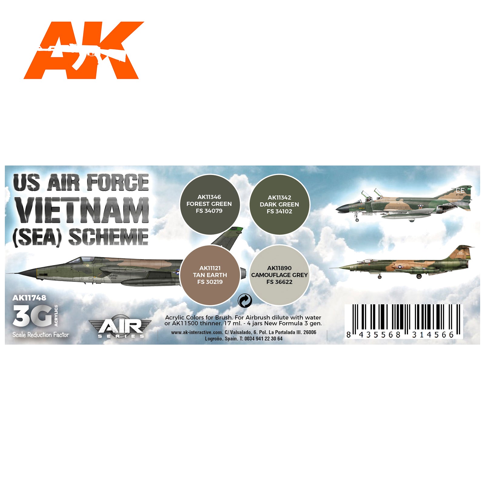 AK Interactive 3G Air - US Air Force South East Asia (SEA) Scheme SET | 8435568314566