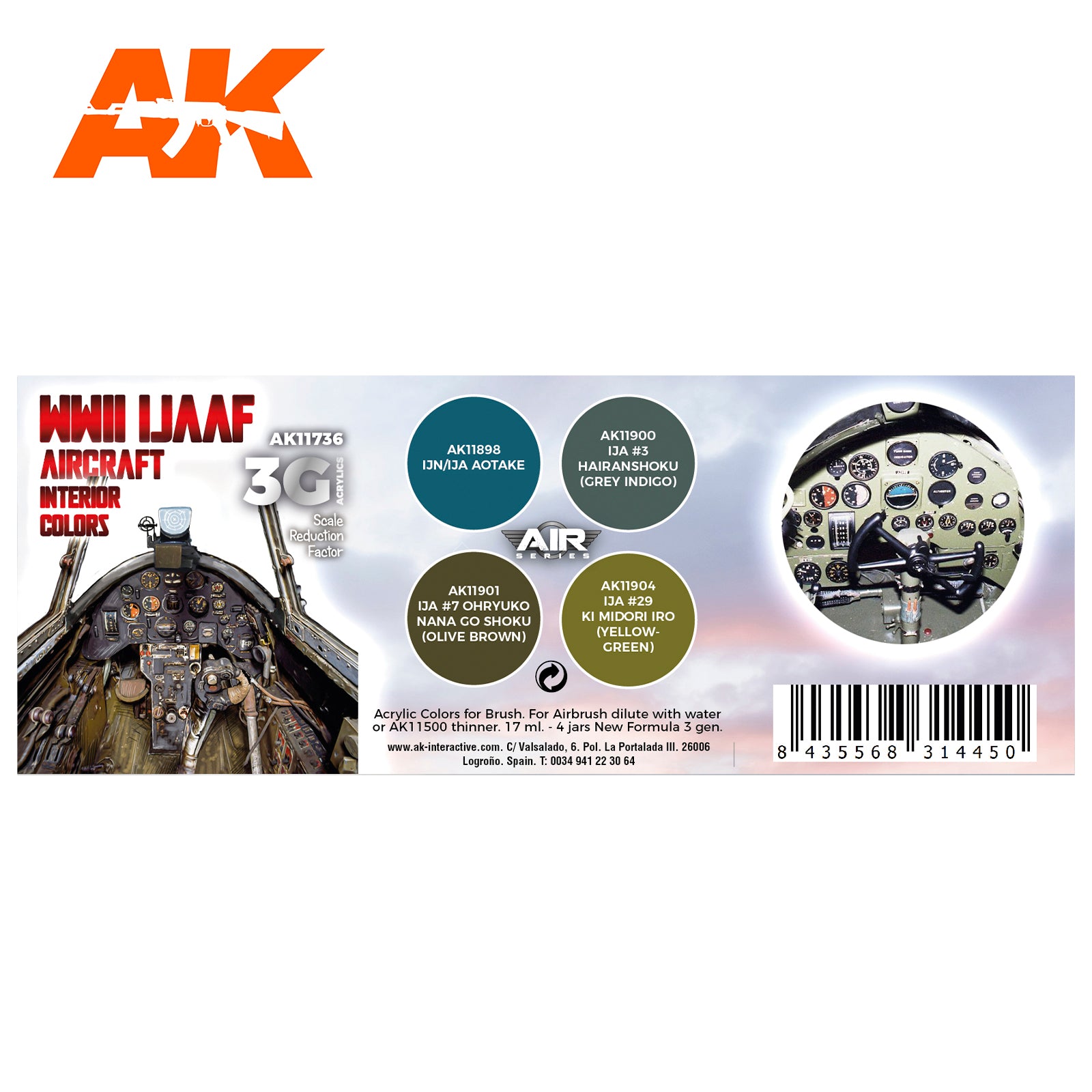 AK Interactive 3G Air - WWII IJAAF Aircraft Interior Colors SET | 8435568314450