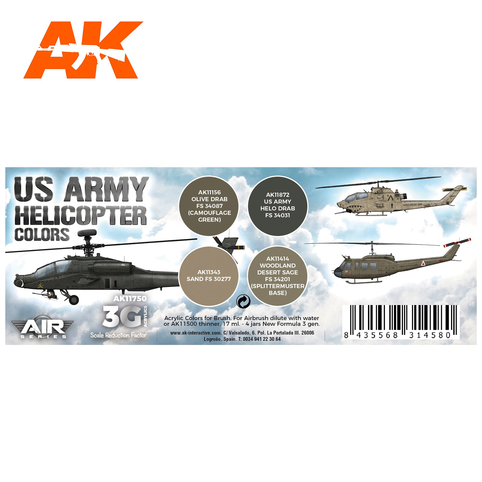AK Interactive 3G Air - US Army Helicopter Colors SET | 8435568314580