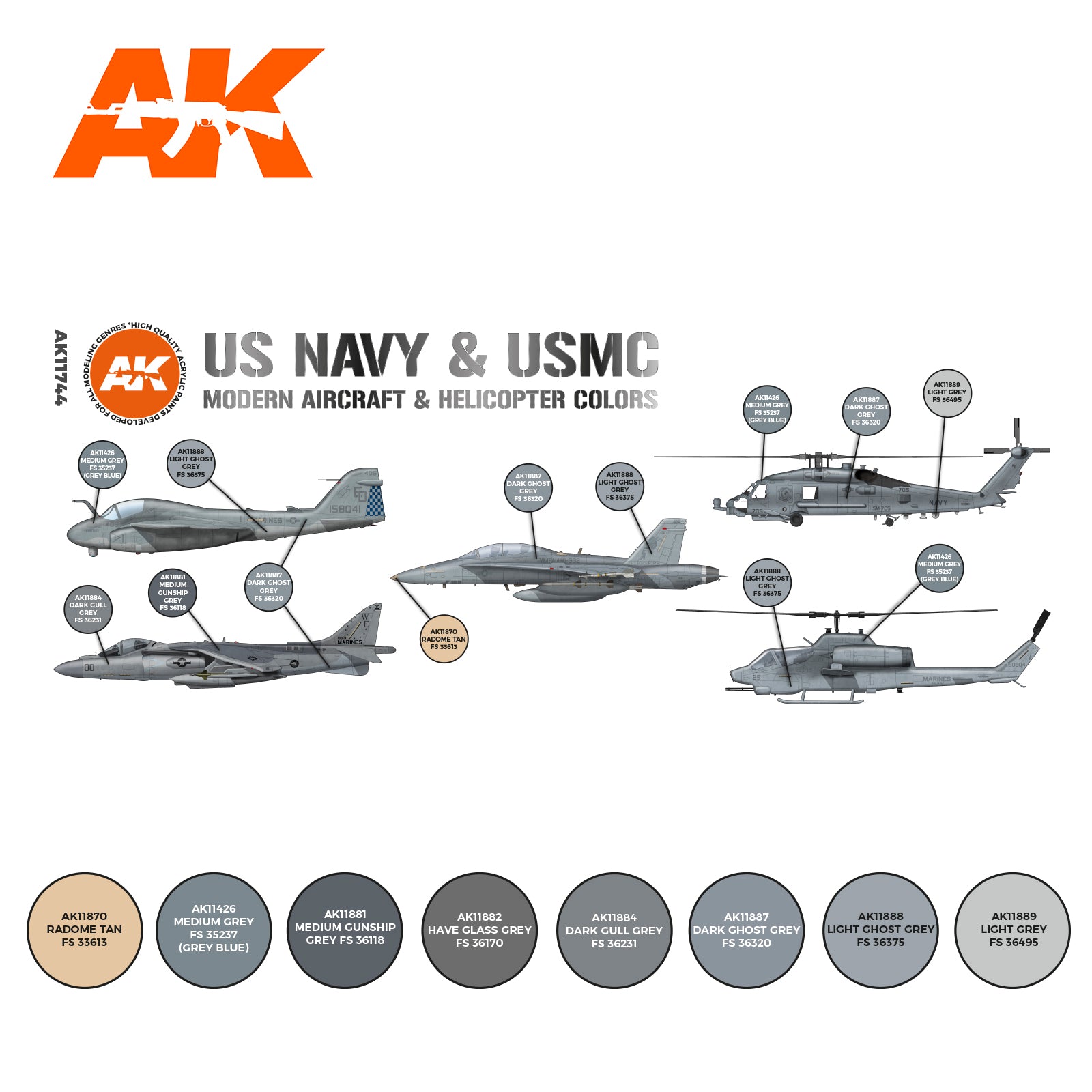 AK Interactive 3G Air - US Navy & USMC Modern Aircraft & Helicopter SET | 8435568314528