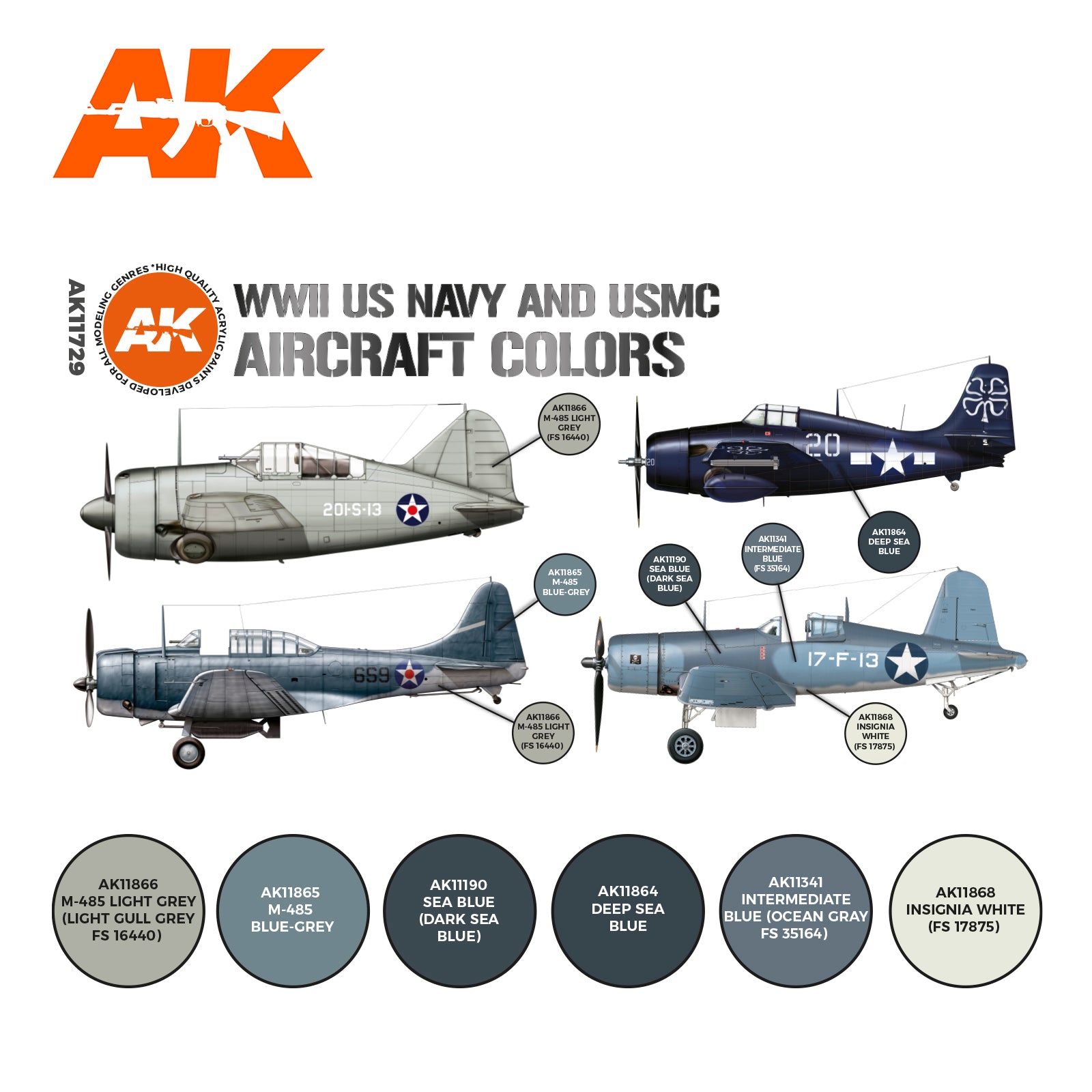AK Interactive 3G Air - WWII US Navy & USMC Aircraft Colors SET | 8435568314191
