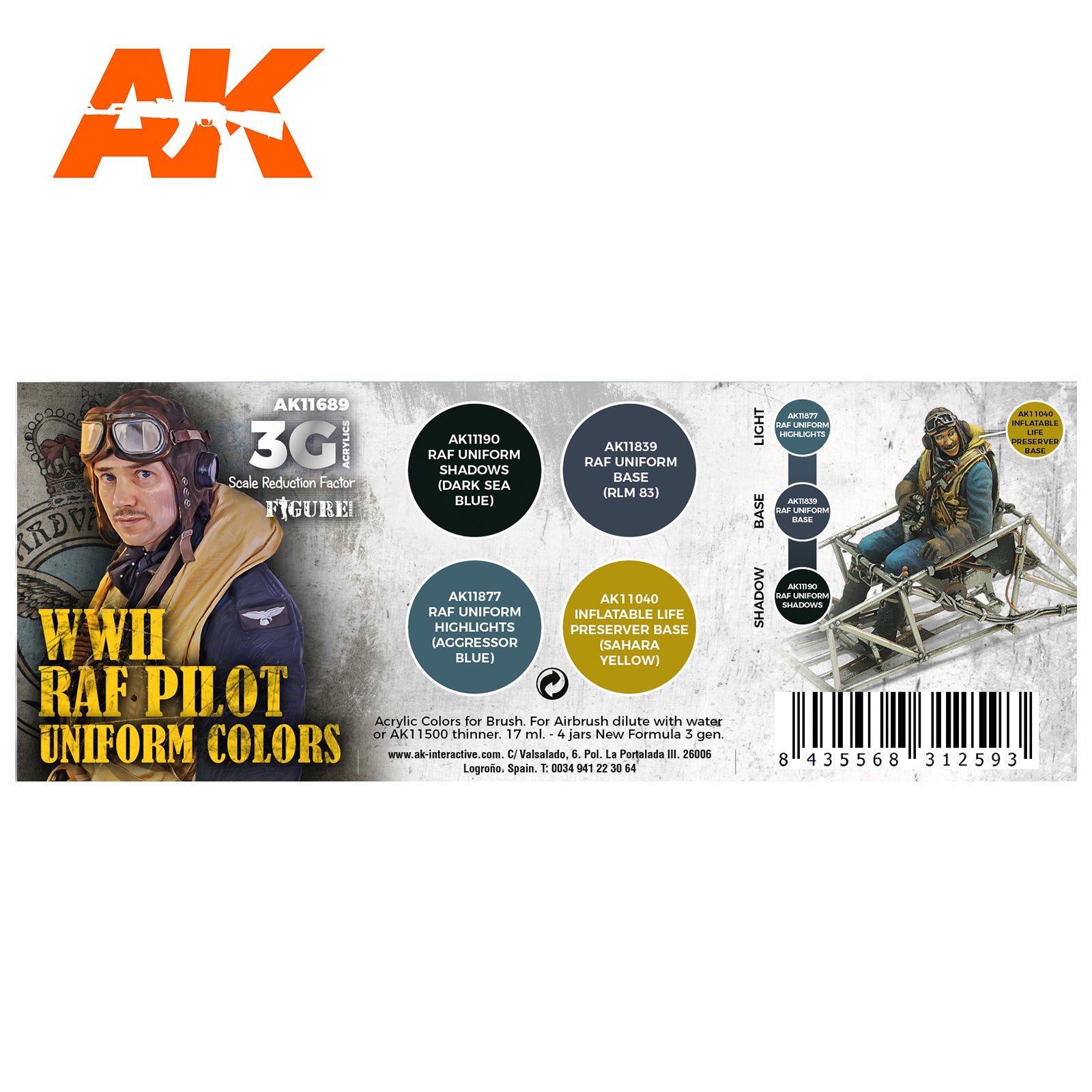 AK Interactive 3G Air - WWII RAF UNIFORM COLORS | 8435568312593