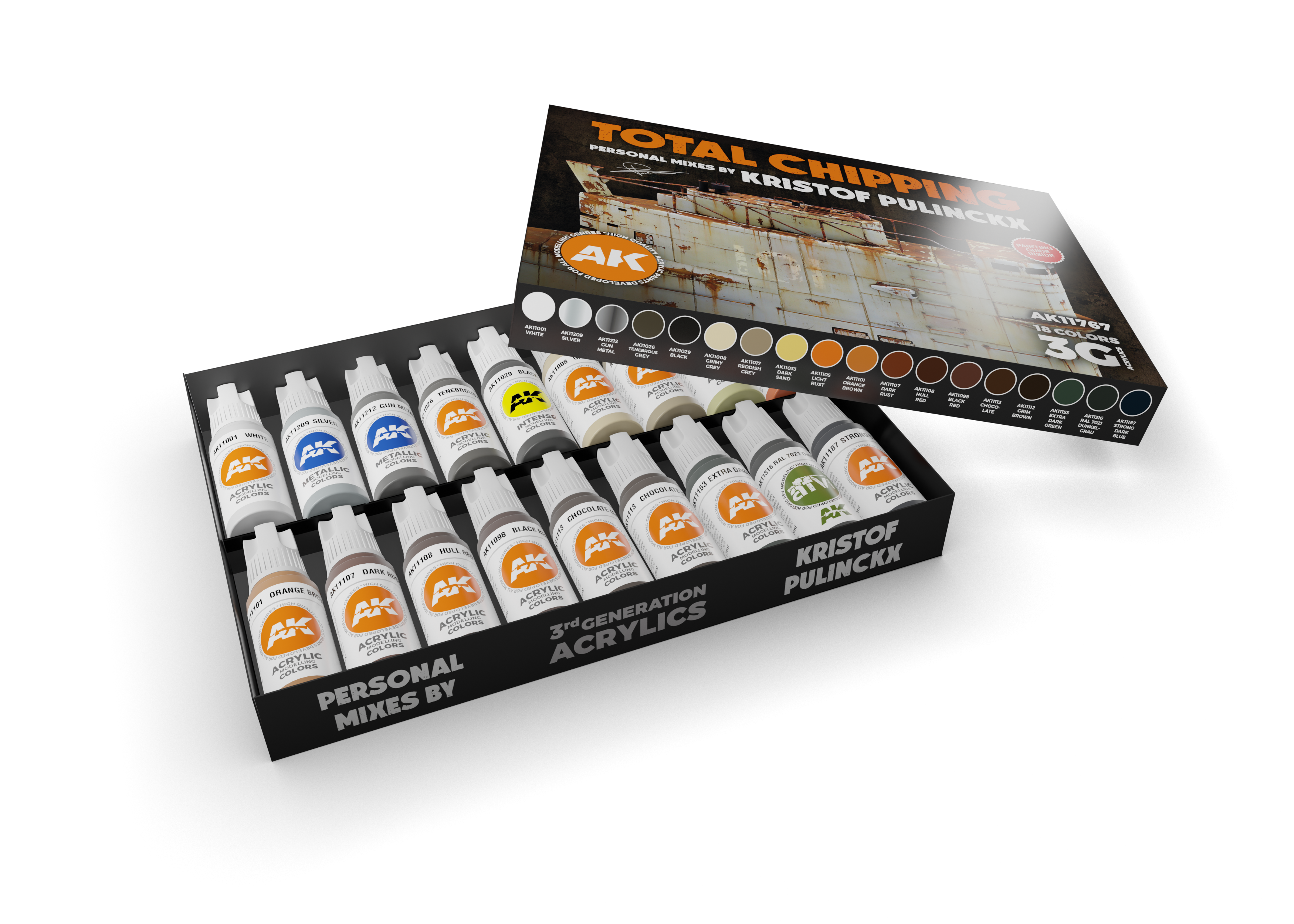 AK Interactive Total Chipping Kristof Pulinckx (18 Colors Set)