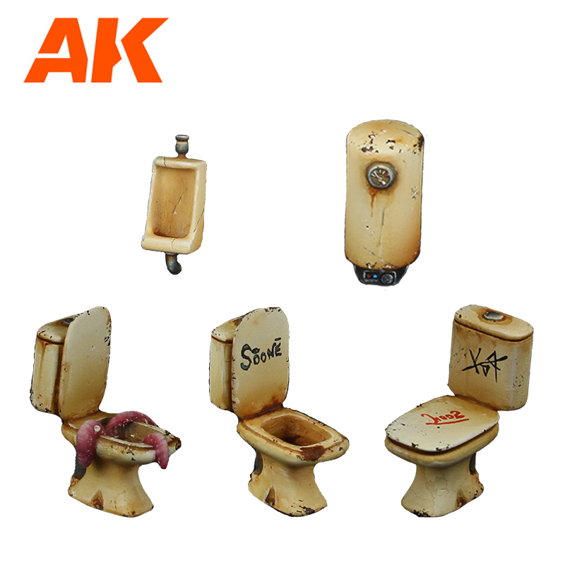 AK Interactive Bathroom Wargame Set 100% Polyurethane Resin Compatible With 30-35MM Scale | 8435568333307