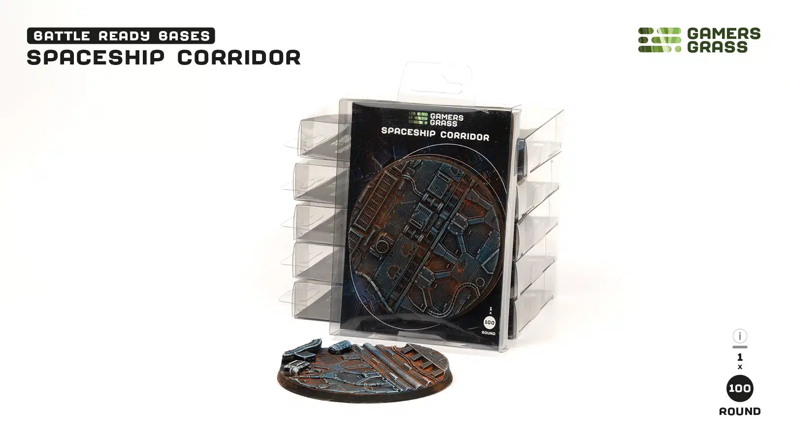 Gamers Grass Battle Ready Bases - Spaceship Corridor - Round 100mm (x1) | 738956790262