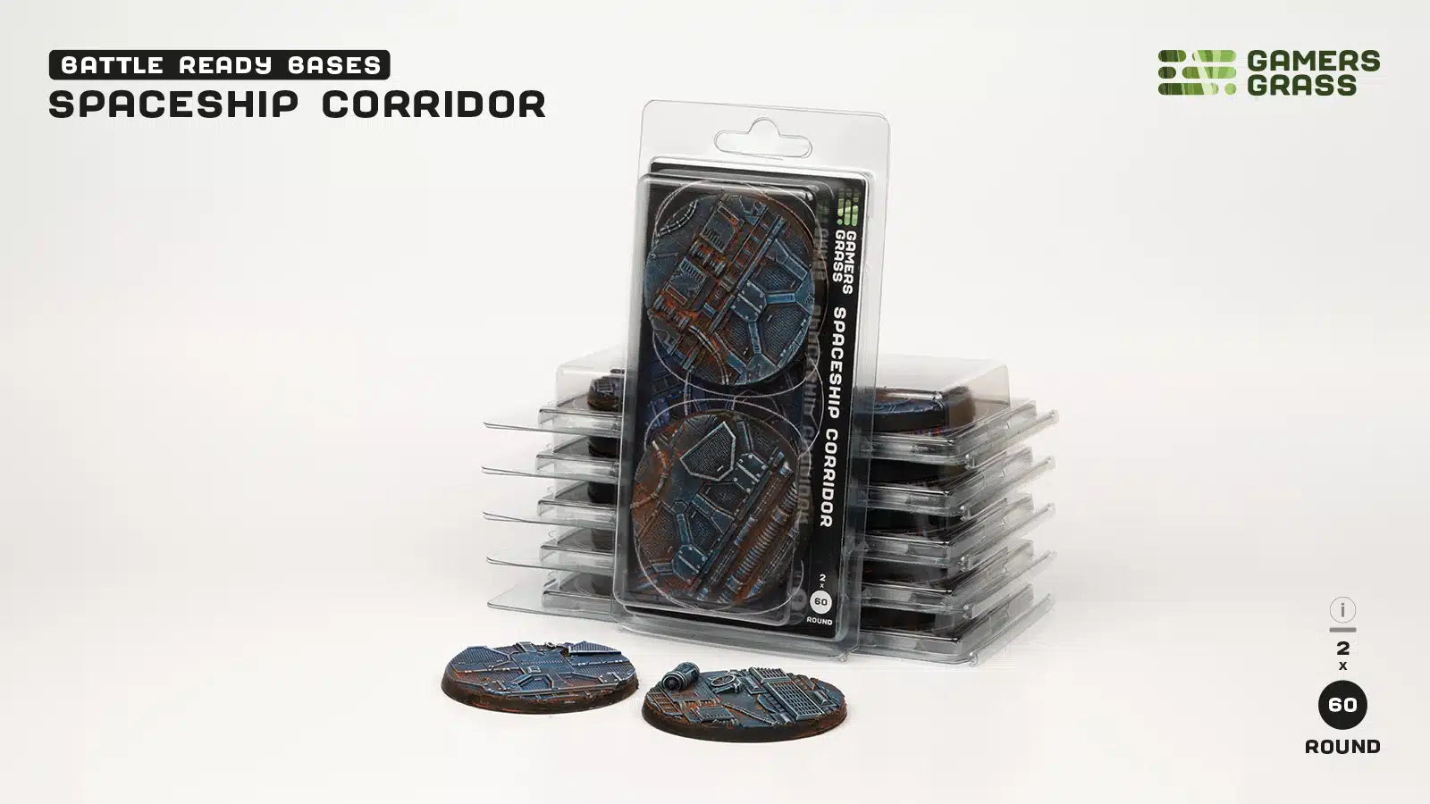 Gamers Grass Battle Ready Bases - Spaceship Corridor - Round 60mm (x2) | 738956790255