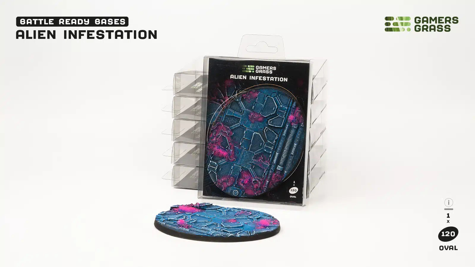 Gamers Grass Battle Ready Bases - Alien Infestation - Oval 120mm (x1) | 738956790415