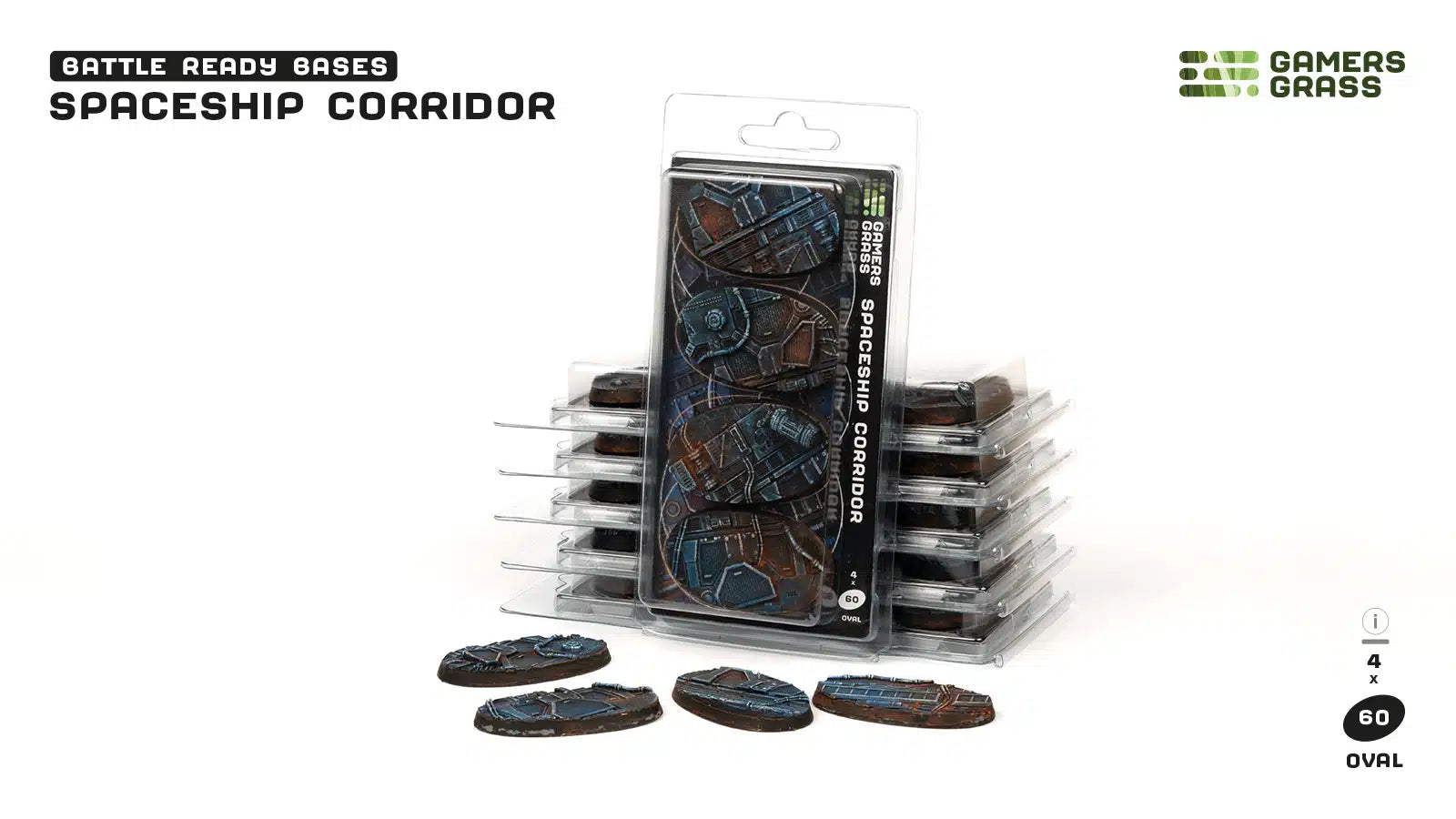 Gamers Grass Battle Ready Bases - Spaceship Corridor - Oval 60mm (x4) | 738956790279