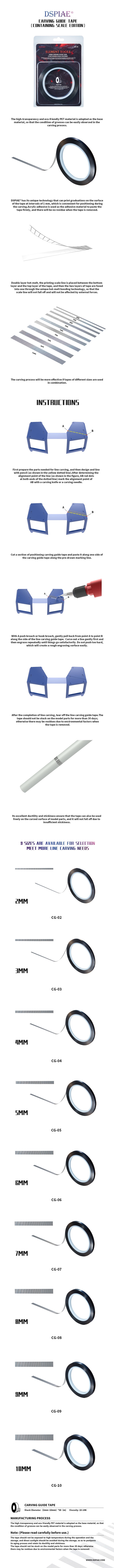 DSPIAE Hard Edged Carving Tape with Adhesive Back 9mm x 30m (for Panel Lines) | 6970845561001