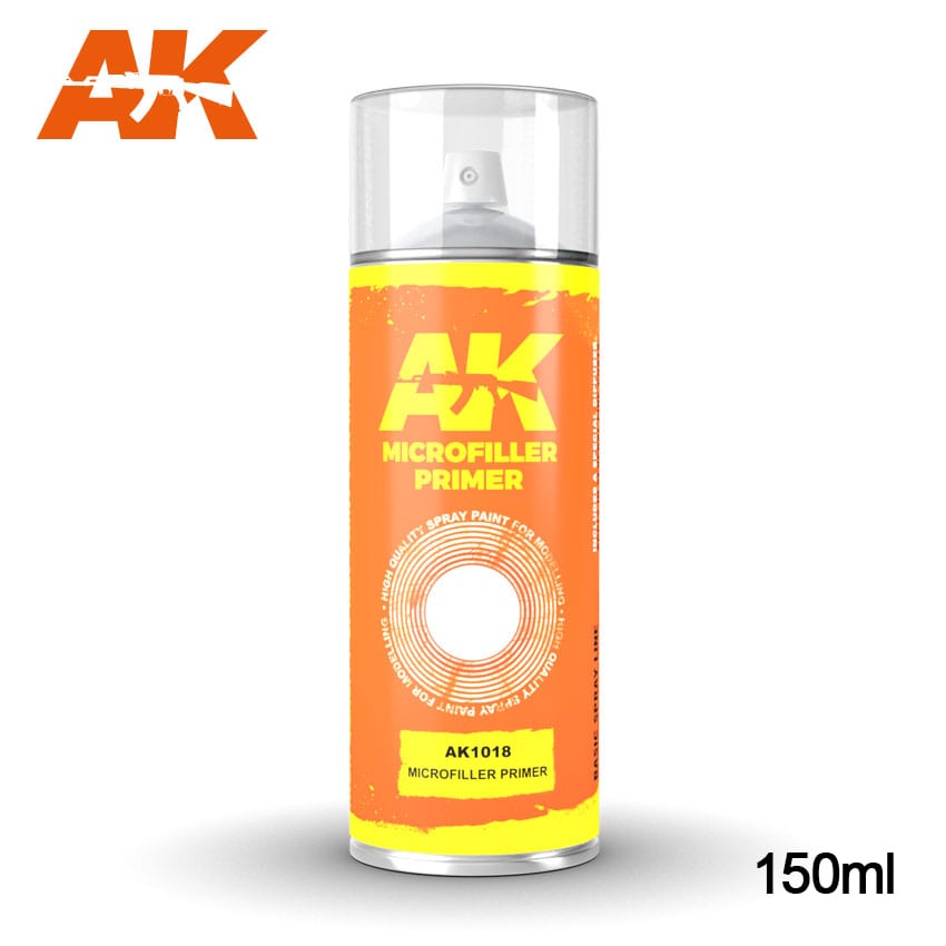 AK Interactive Microfiller Primer - Spray 150ml (Includes 2 nozzles) | 8436564926418