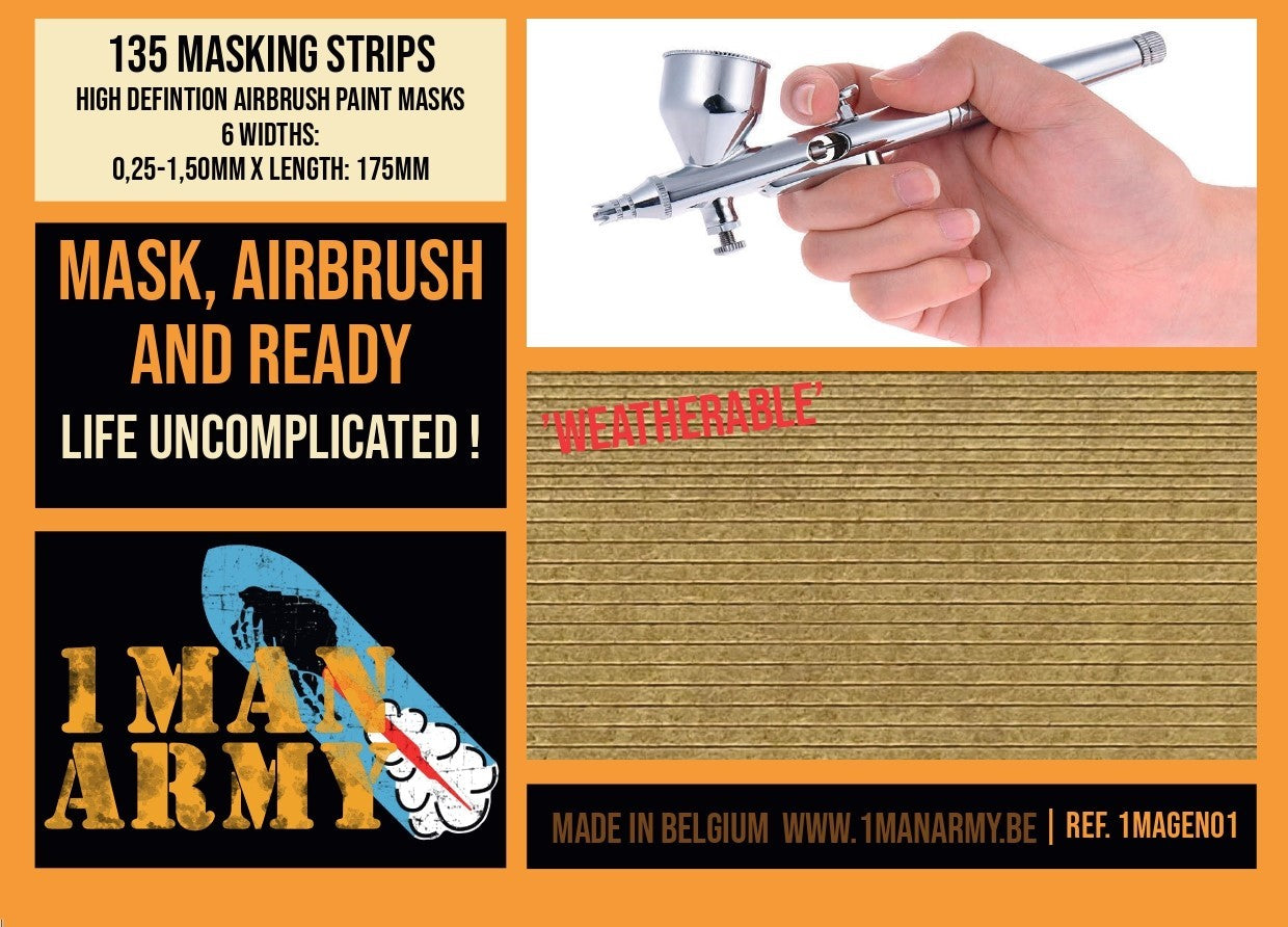 1ManArmy 1/35 High Definition Strips 6 Widths Airbrush Paint Masks | 714639355218