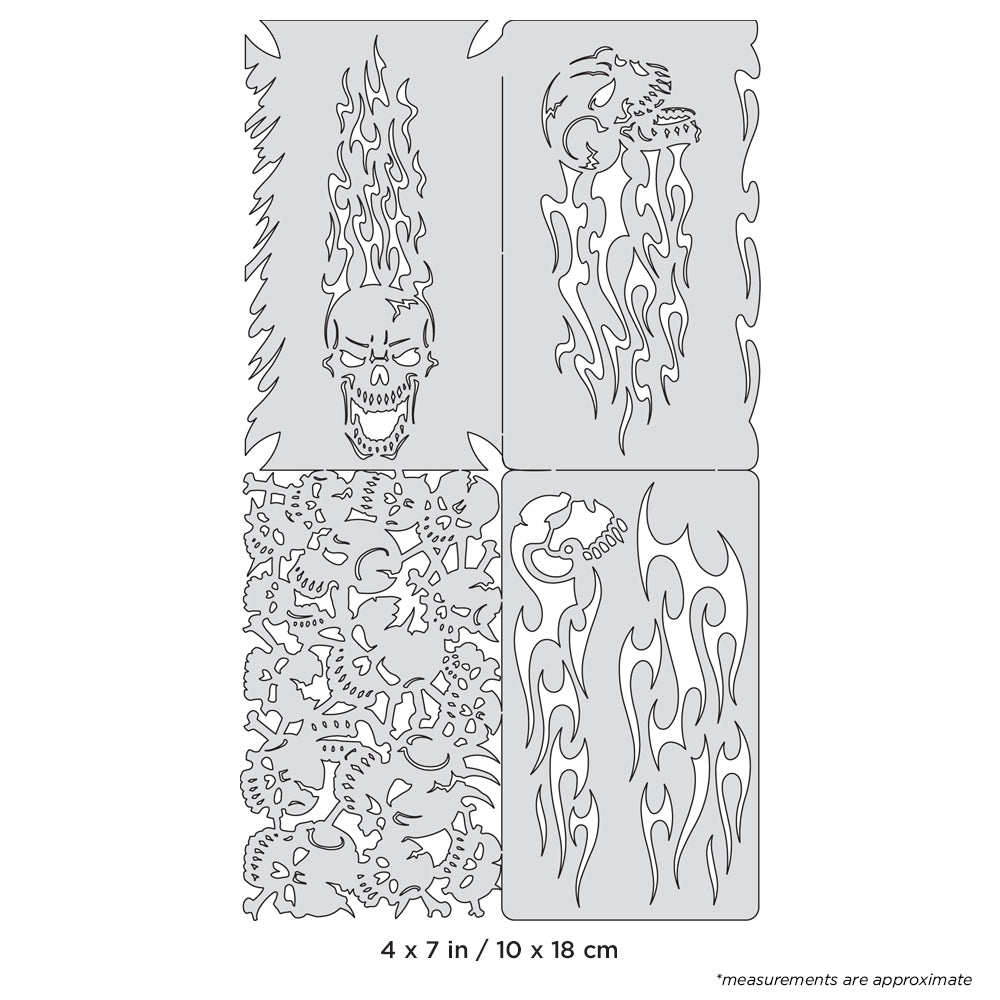 IWATA Artool Skullophenia Nano Freehand Airbrush Template by Craig Fraser | 758240150220