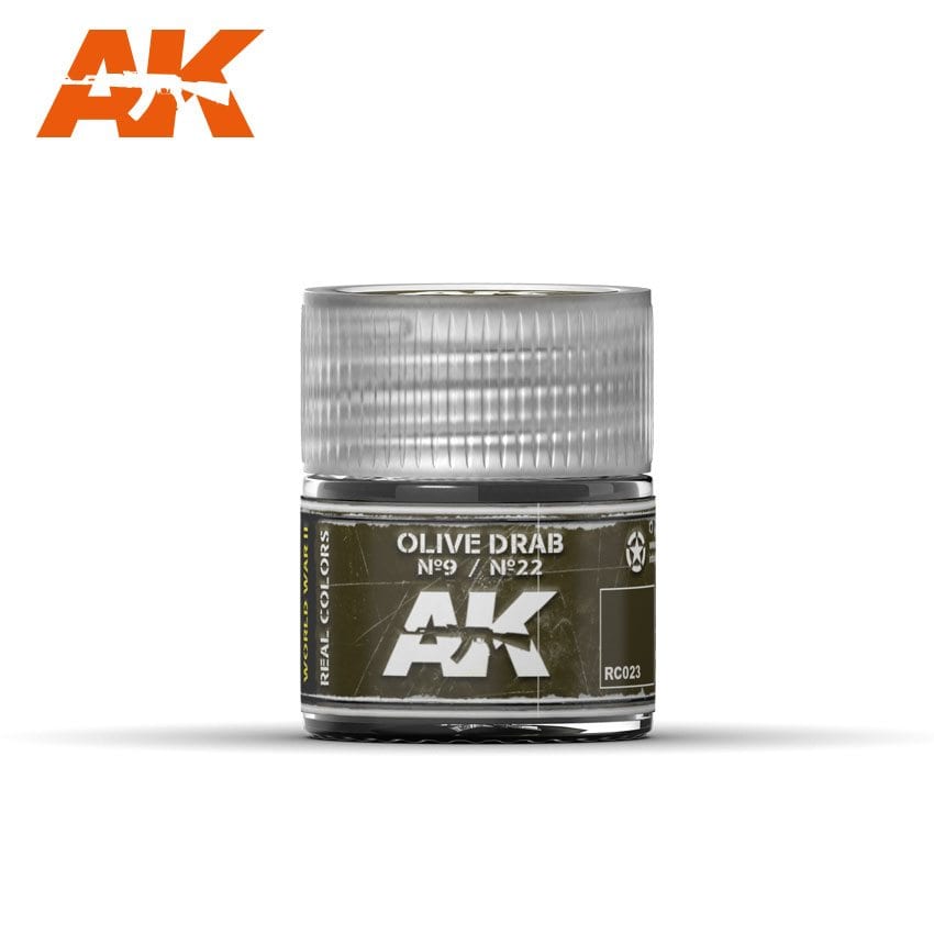 AK Interactive Real Colors Olive Drab No9/No22 10ml | 8436564922540