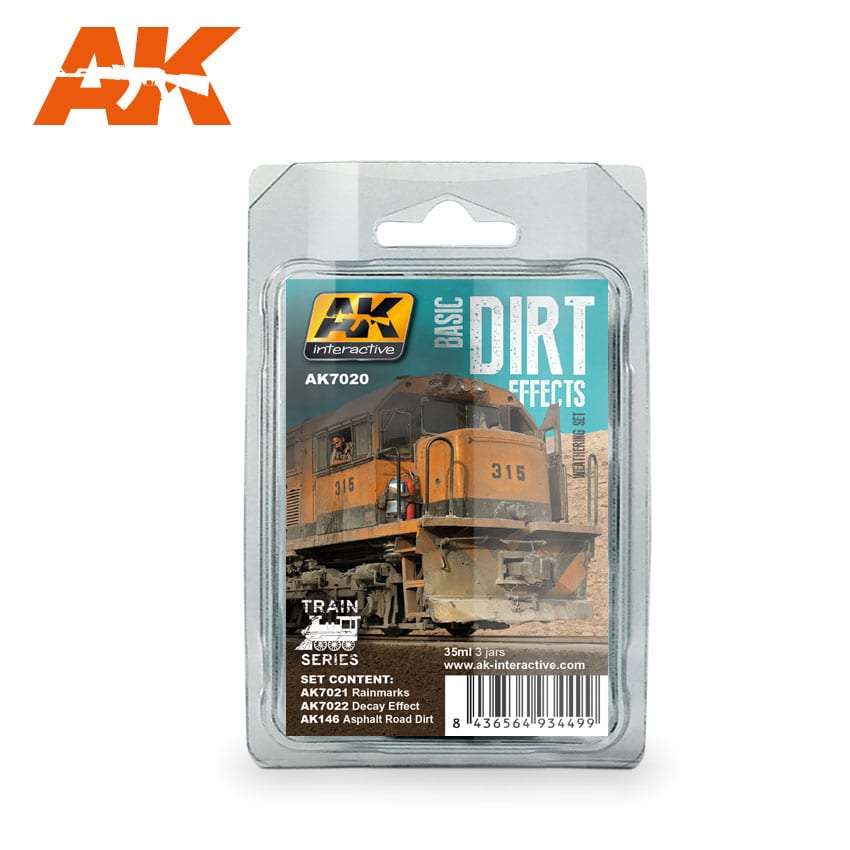 AK Interactive Basic Dirt Effects Weathering Set Train Series | 8436564924490