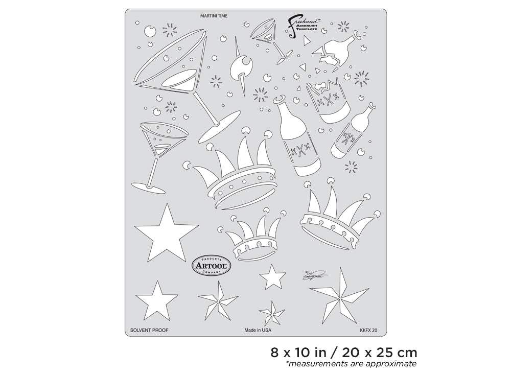 IWATA Artool Kustom Kulture Martini Time Freehand Airbrush Template by Craig Fraser | 758240150206