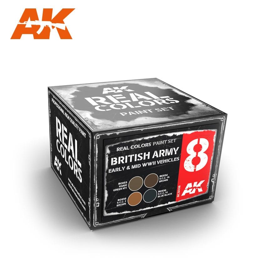 AK Interactive Real Colors British Army Early 6 & Mid WWII Vehicles Set | 8436564924278