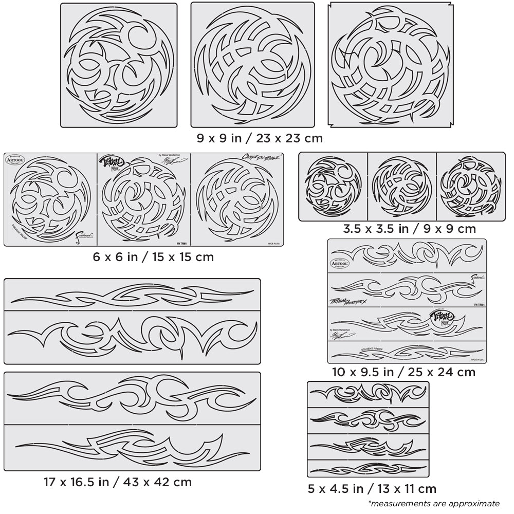 IWATA Artool Tribal Master Freehand Airbrush Template Set by Steve Vandemon | 758240133001