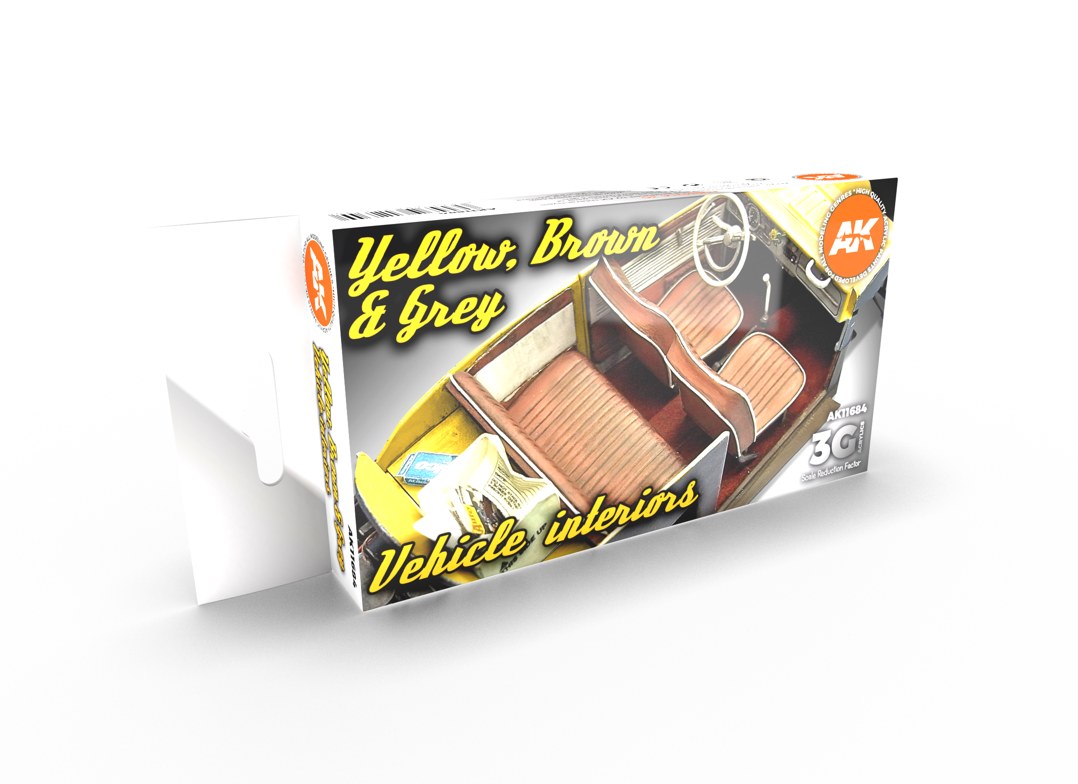 AK Interactive 3G Yellow, Brown & Grey Vehicle Interiors | 8435568312340