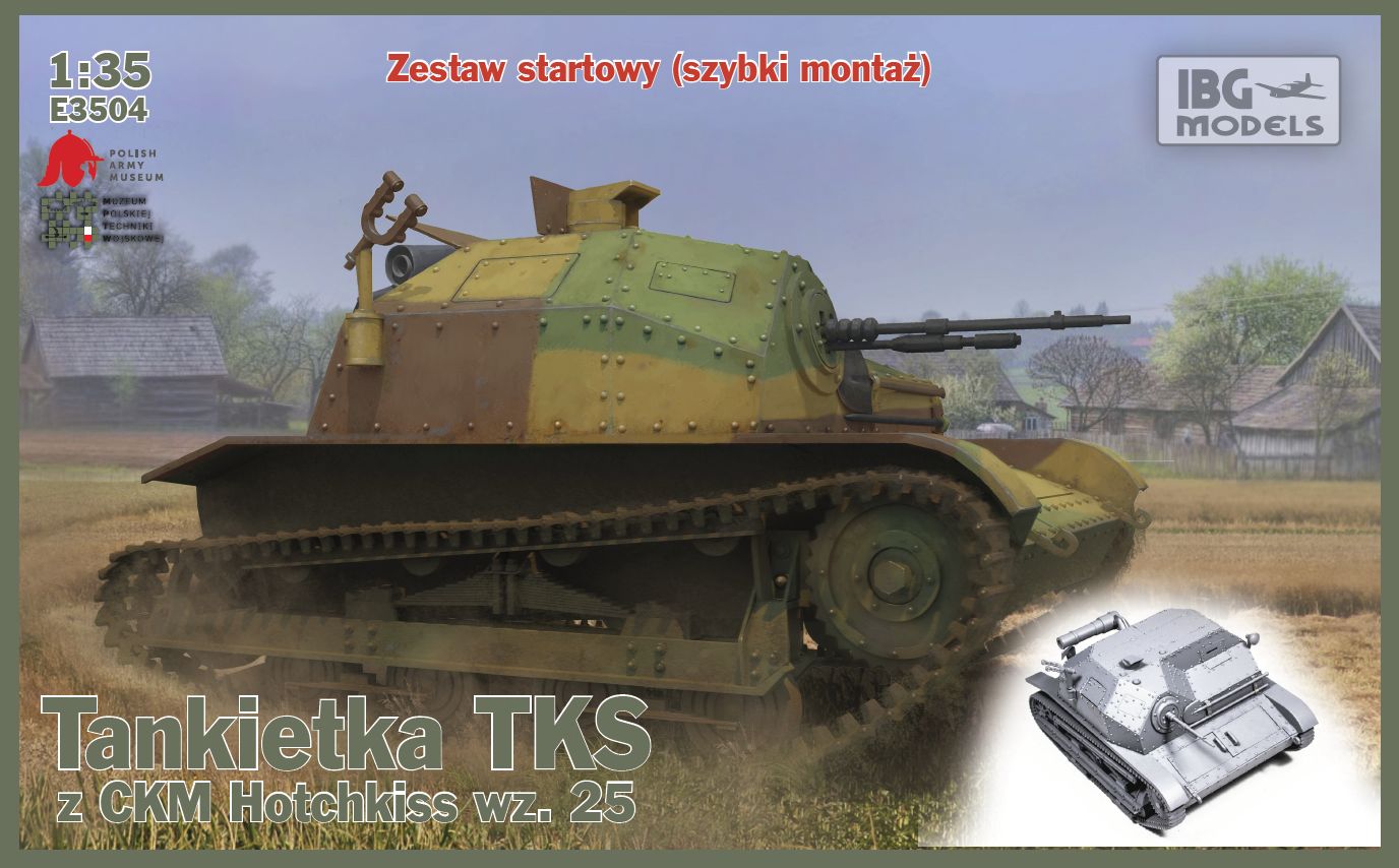 IBG Models 1/35 STARTER SET – TKS Polish Tankette with Hotchkiss MG | 5907747901148