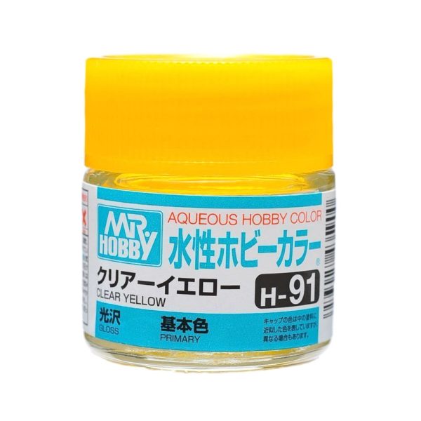 Mr Hobby Aqueous Color H91 Gloss Clear Yellow 10ml Bottle | 4973028739220
