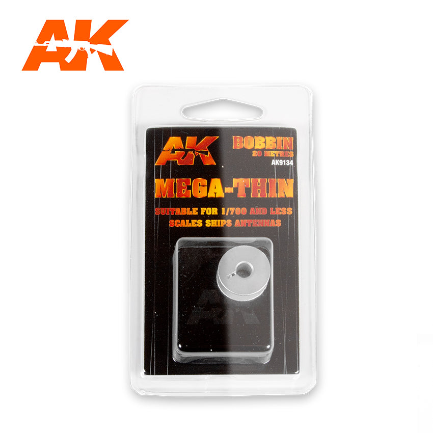 AK Interactive Elastic Rigging Bobbin Mega-Thin for 1:700 or smaller - 20m / 66ft | 8435568307537
