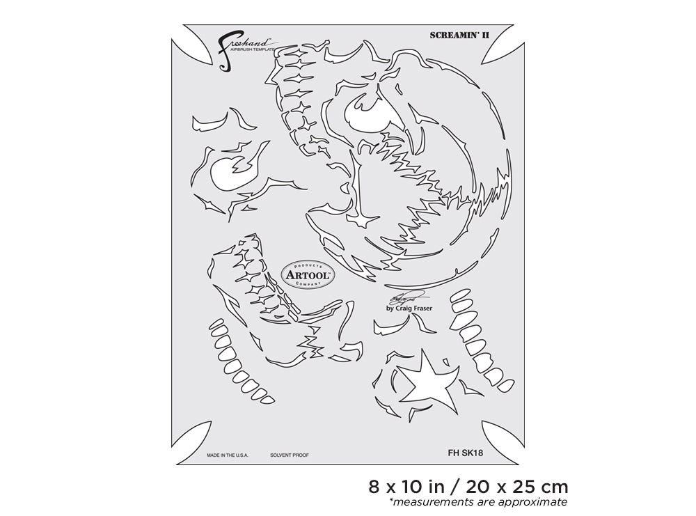 IWATA Artool Return of Skullmaster Screamin II Freehand Airbrush Template by Craig Fraser | 758240138181