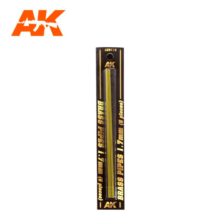 AK Interactive BRASS PIPES 1.7mm, 5 units | 8435568307223