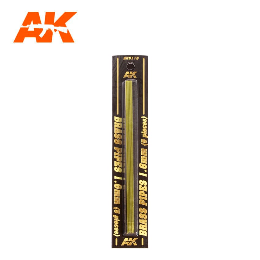 AK Interactive BRASS PIPES 1.6mm, 5 units | 8435568307216