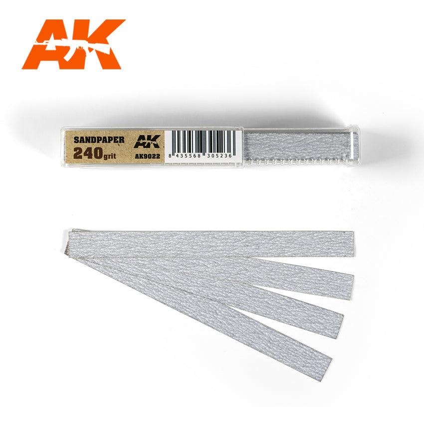 AK Interactive Dry Sandpaper 240 grit x 50 units | 8435568305236