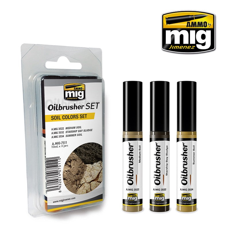 Ammo Mig Oilbrusher Soil Colors Set | 8432074075110
