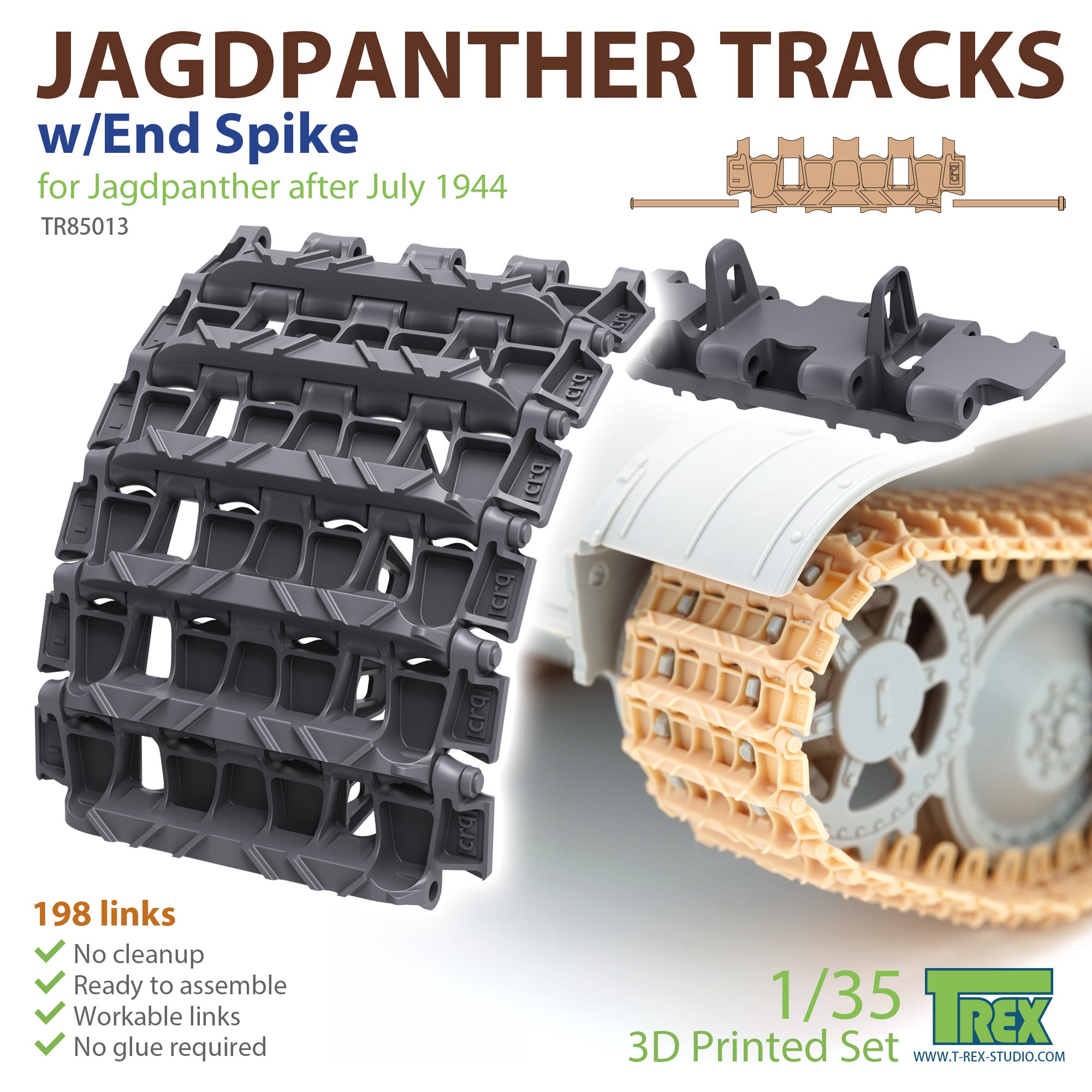 T-Rex Studio 1/35 Jagdpanther Tracks with End Spike | 6973984751029