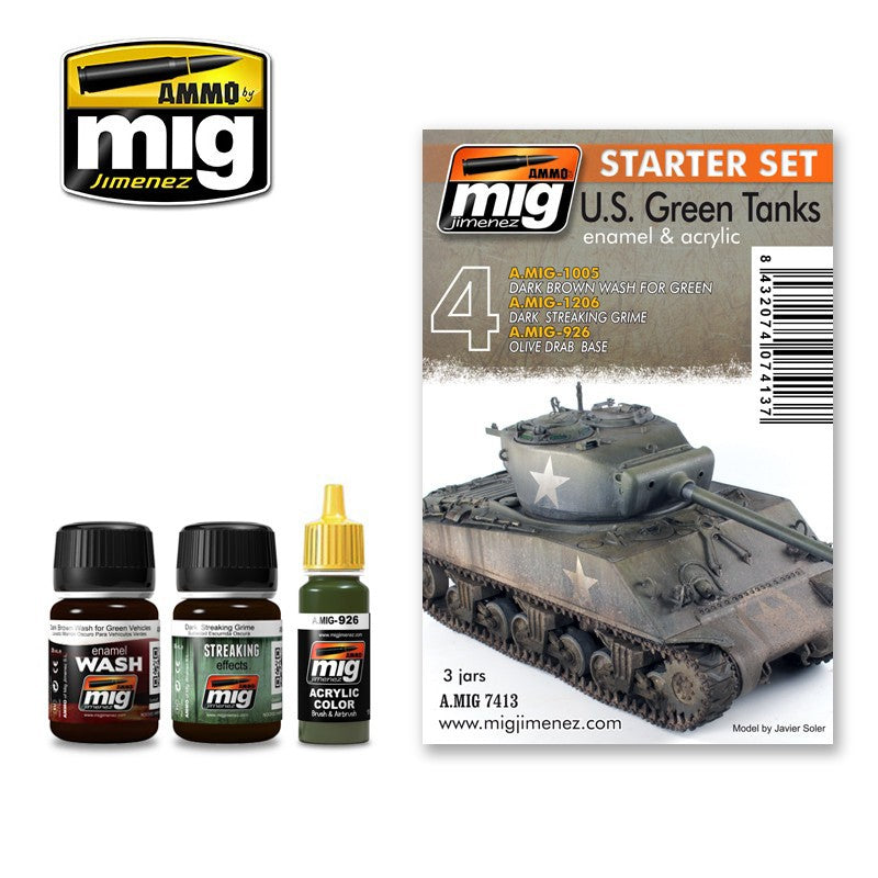 Ammo Mig US Green Vehicles Starter Weathering Set | 8432074074137