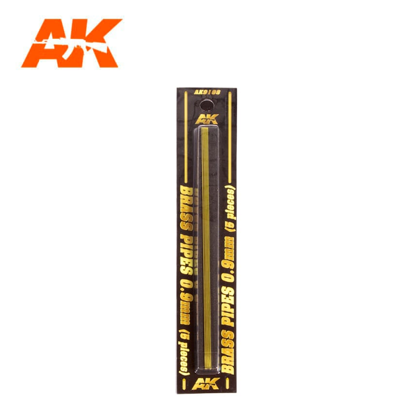 AK Interactive BRASS PIPES 0.9mm, 5 units | 8435568307148