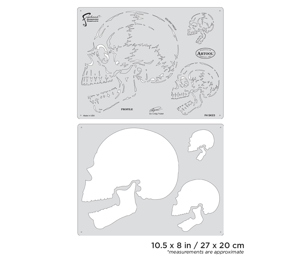 IWATA Artool Horror of Skullmaster Profile Freehand Airbrush Template by Craig Fraser | 758240138402