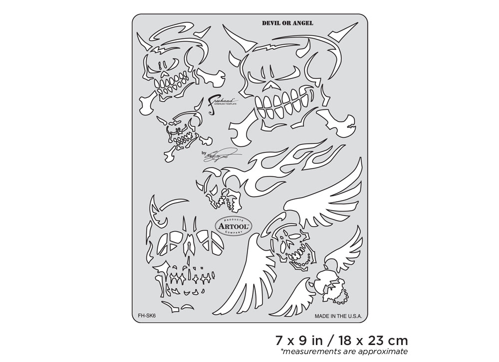 IWATA Artool Son of Skullmaster Devil or Angel Freehand Airbrush Template by Craig Fraser | 758240038092