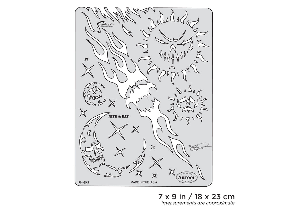 IWATA Artool Son of Skullmaster Nite & Day Freehand Airbrush Template by Craig Fraser | 758240038078