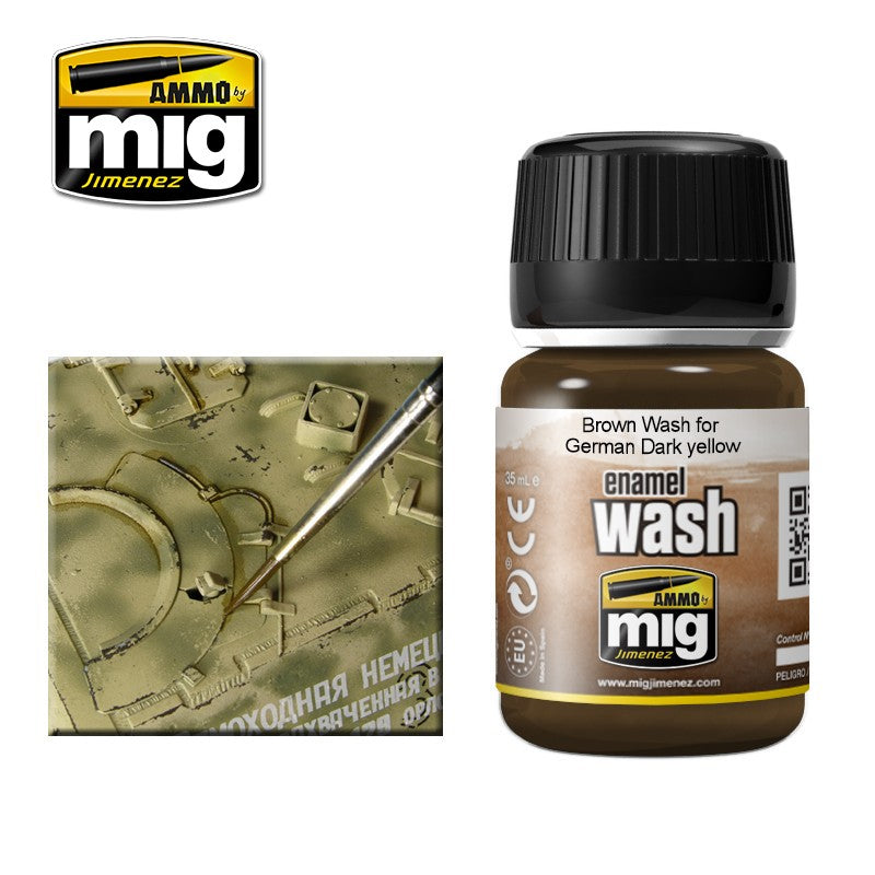 Ammo Mig Brown for German Dark Yellow Enamel Wash | 8432074010005