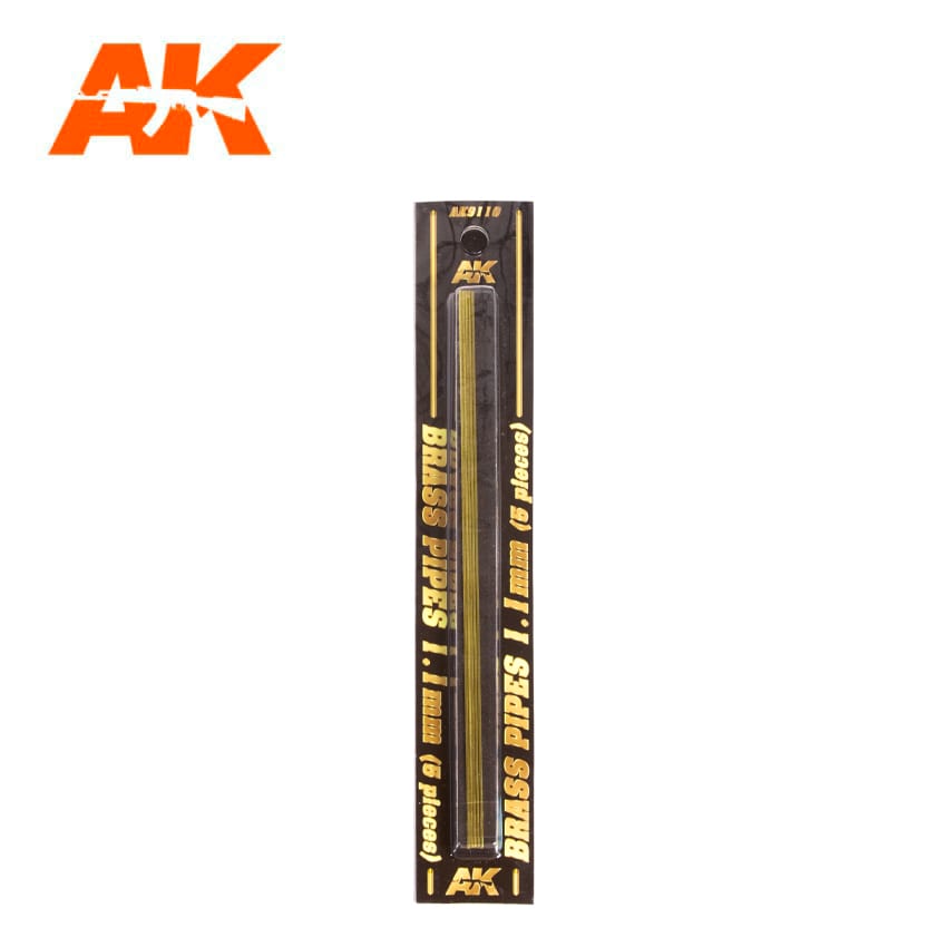 AK Interactive BRASS PIPES 1.1mm, 5 units | 8435568307162