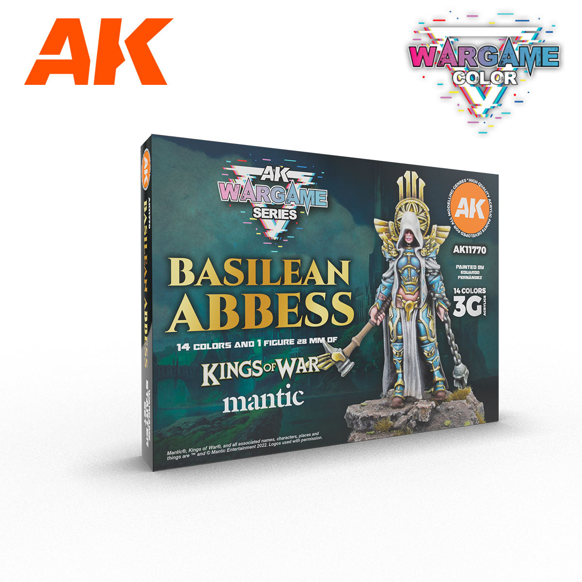 AK Interactive Wargame Series Signature Starter - Basilean Abbess, 14 Colors & 1 Figure | 8435568331587