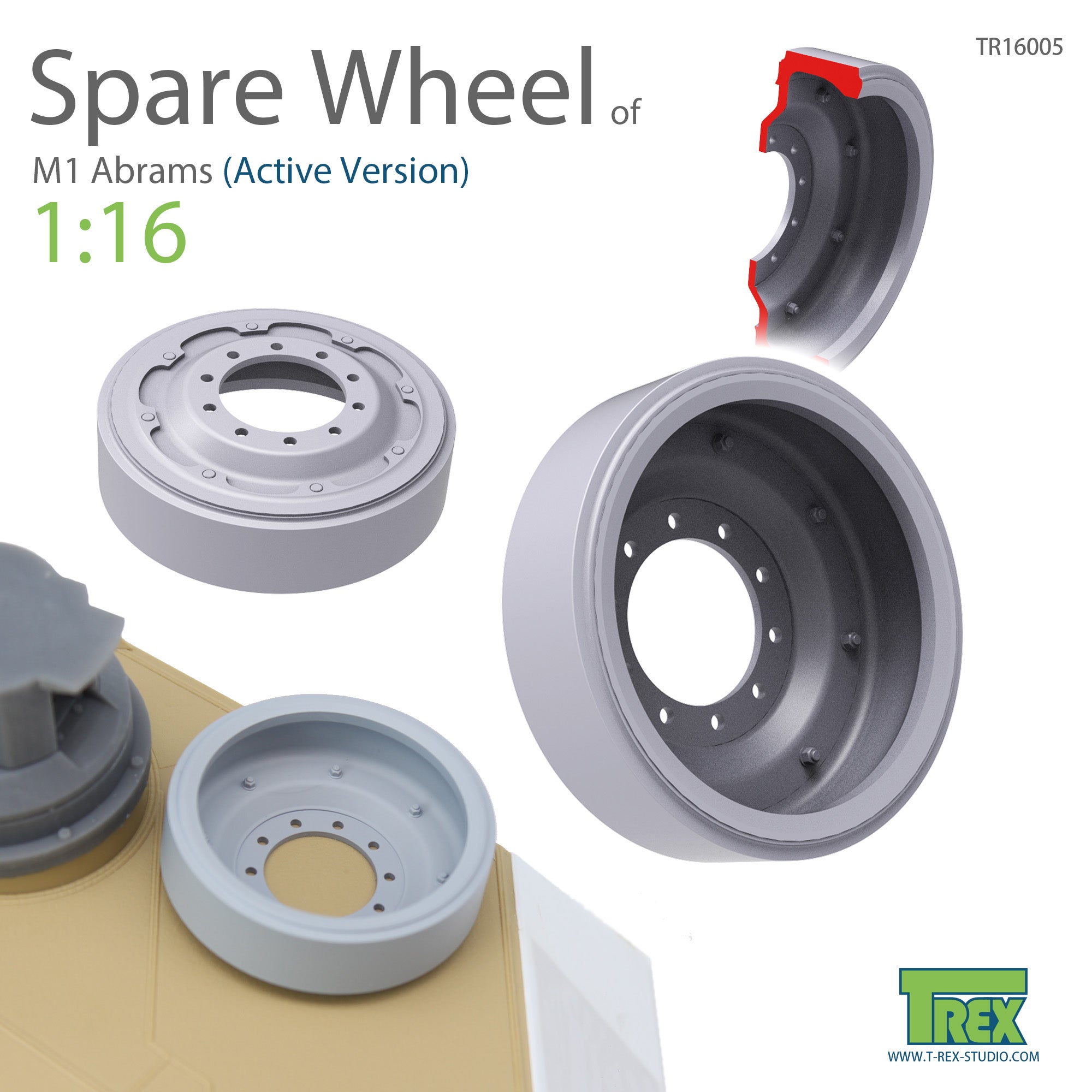 T-Rex Studio 1/16 M1 Abrams Spare Wheel Set (2 pieces) | 6973984750633