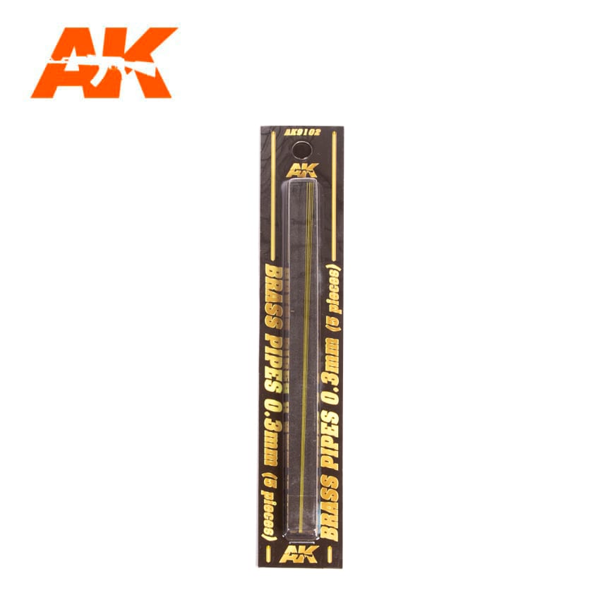 AK Interactive BRASS PIPES 0.3mm, 5 units | 8435568307087