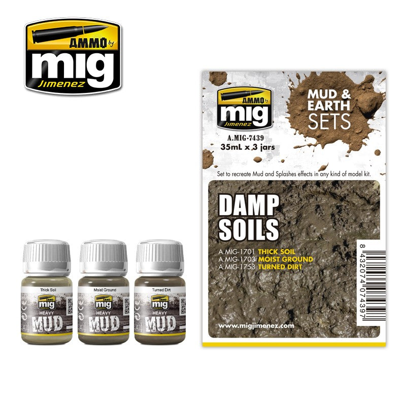 Ammo Mig Damp Soils Mud & Earth Set | 8432074074397