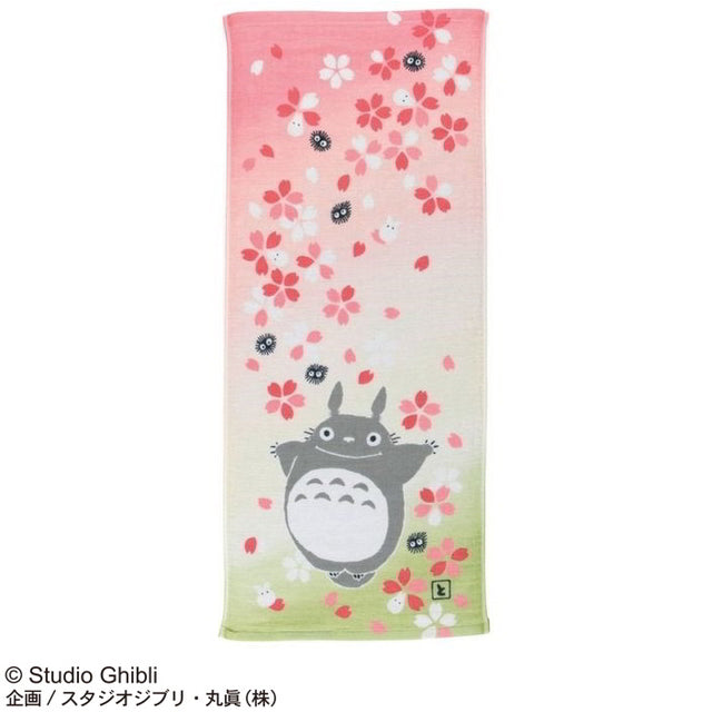 Marushin Studio Ghibli Imabari Gauze Series (Face Towel) "My Neighbor Totoro" - Flower (Pink and White), Size: 13.4" x 31.5" | 4992272585308