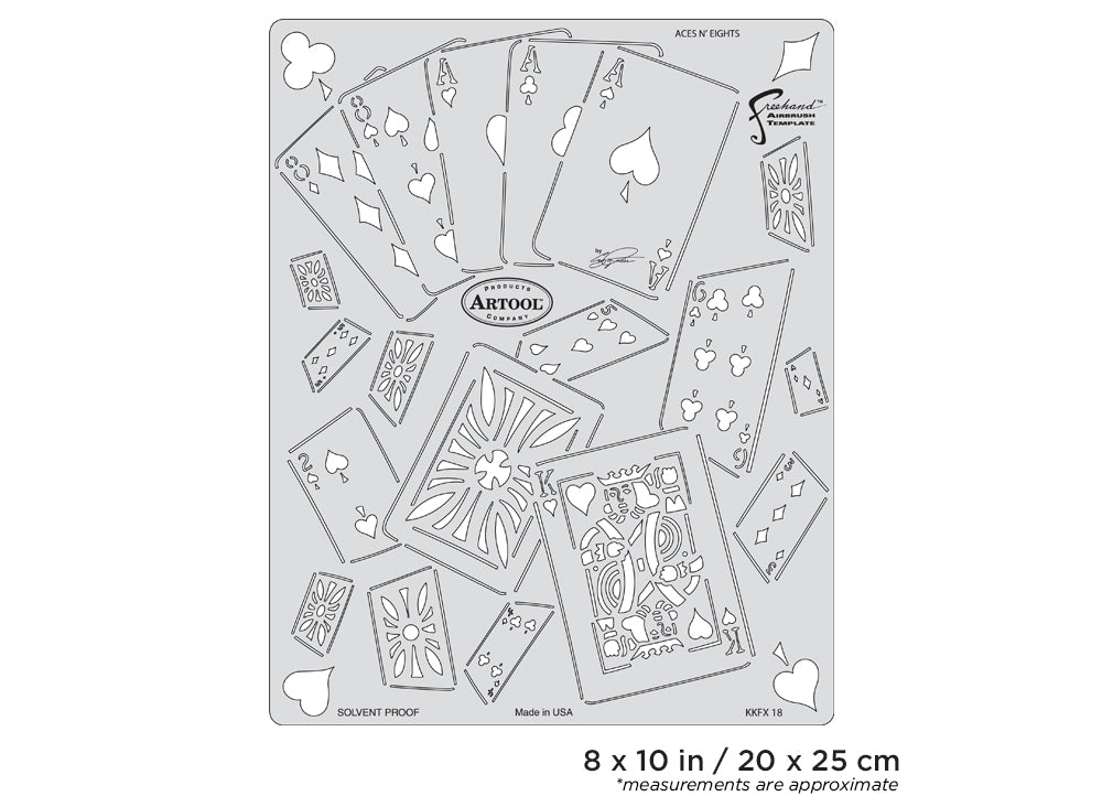 IWATA Artool Kustom Kulture Aces N' Eights Freehand Airbrush Template by Craig Fraser | 758240150183