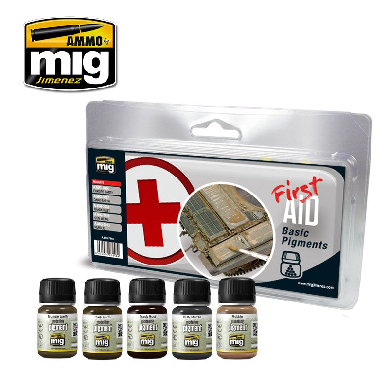 Ammo Mig First Aid Basic Pigment Set | 8432074074489