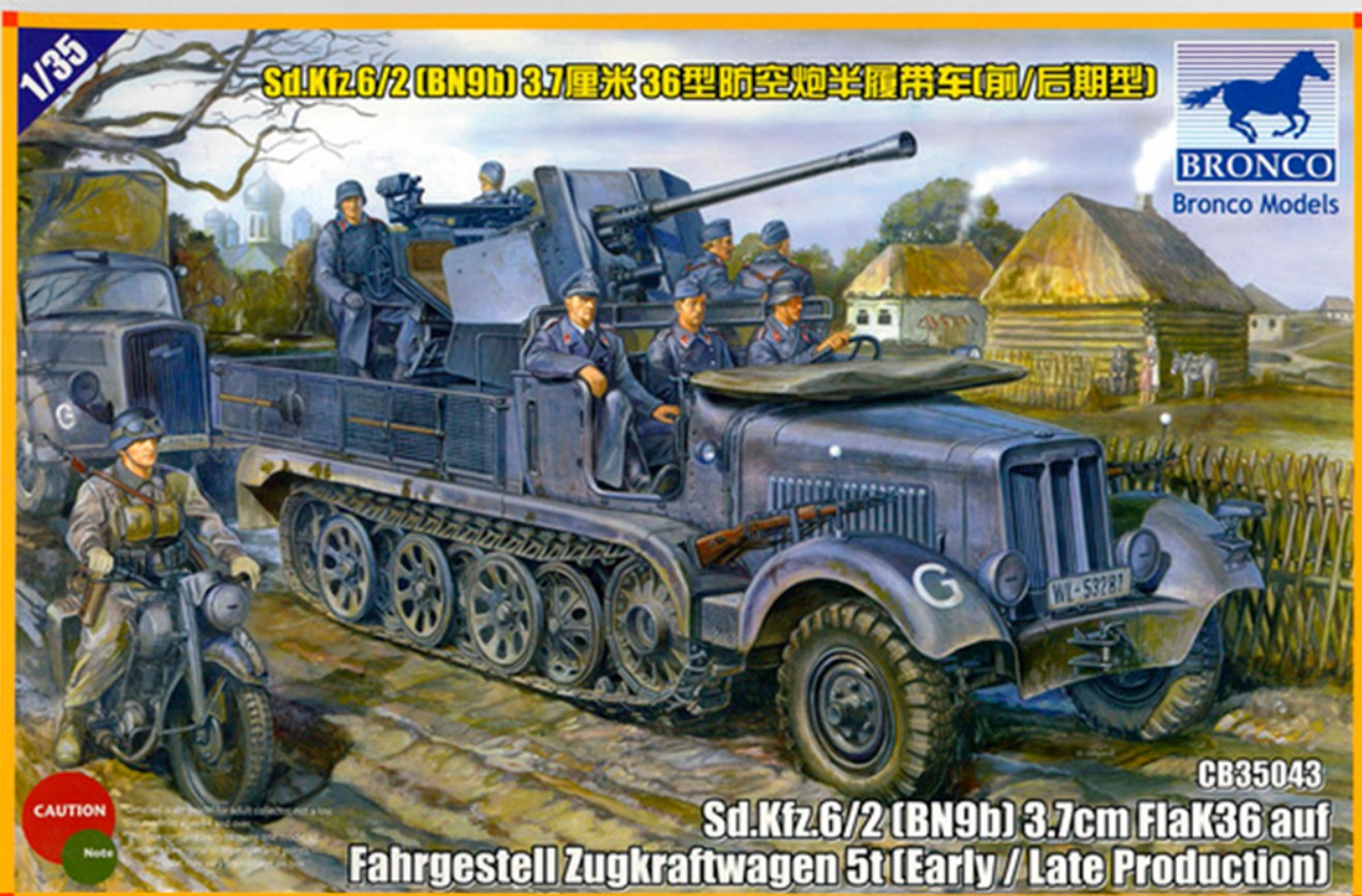 Bronco Models 1/35 Sd.kfz 6/2 (BN9) 3.7cm Flak 36 Half Track 5t Early/Late Prod. Military Vehicle | 4544032682286
