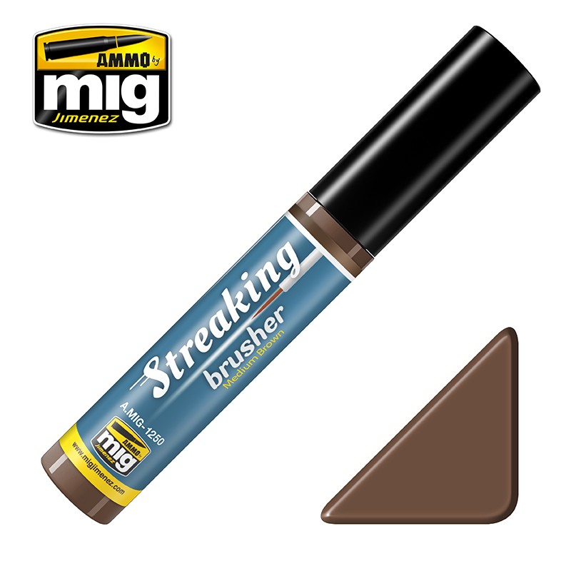 Ammo Mig Streakingbrusher - Medium Brown | 8432074012504